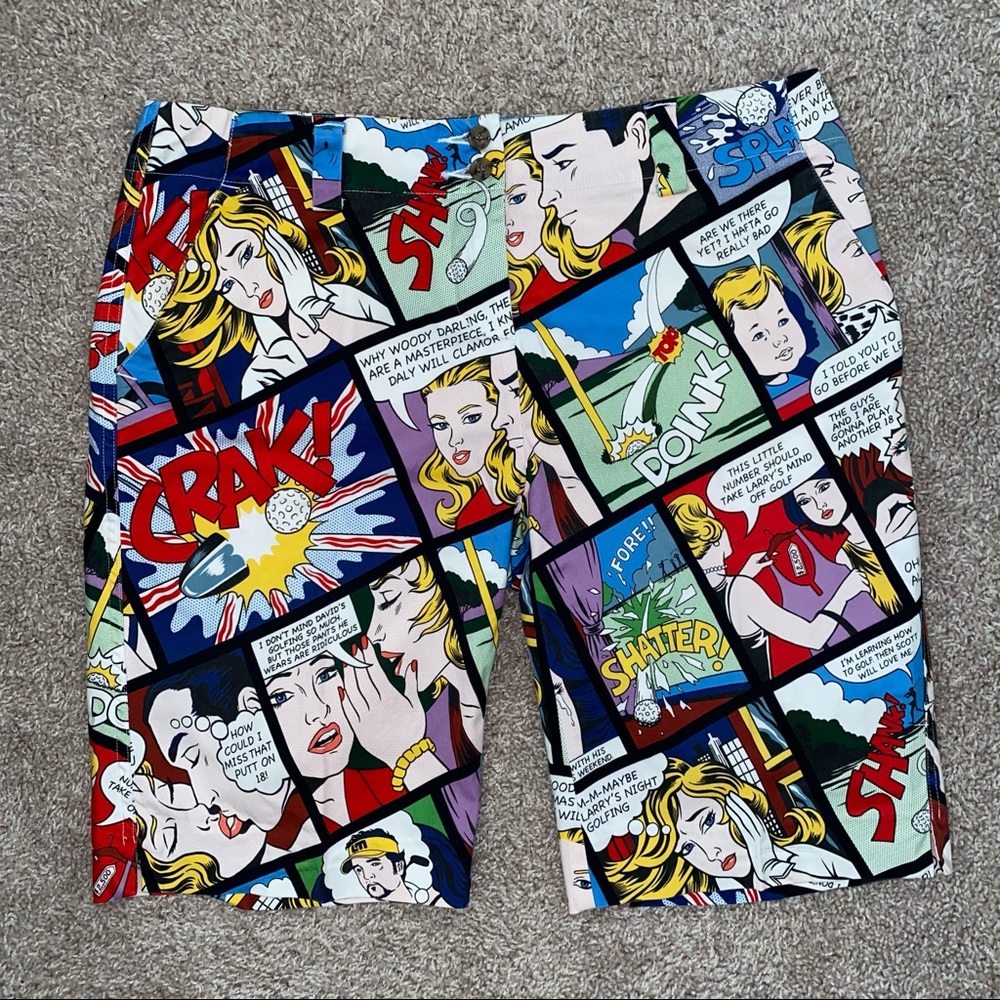 Ladies Loudmouth Bermuda Comic Strip Golf Shorts